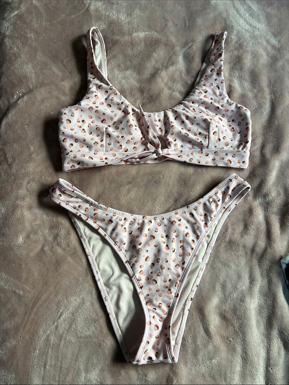 Forever 21 Light Pink Leopard-Spot Tie-Front Bikini Set